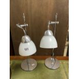 PAIR QUALITY CONRAN FOR HABITAT CHROME AND GLASS ADJUSTABLE TABLE LIGHTS