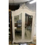 LARGE PAINTED 19TH CENTURY FRENCH ARMOIRE WITH MIRROR DOORS 254 X 132 CM