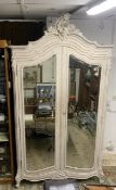 LARGE PAINTED 19TH CENTURY FRENCH ARMOIRE WITH MIRROR DOORS 254 X 132 CM