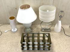 FOUR TABLE LAMPS WITH A WINE RACK