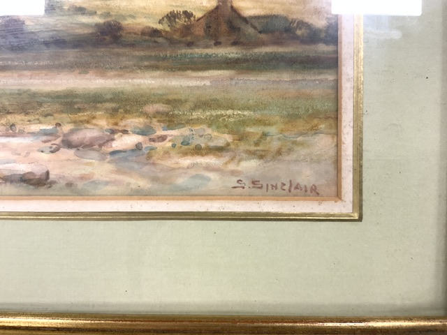 SOPHIA SINCLAIR R.S.A. '19TH CENTURY' ENGLISH , WATERCOLOUR DRAWING - EXTENSIVE LANDSCAPE WITH - Image 2 of 3