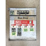 VINTAGE METAL DOUBLE SIDED BUS STOP SIGN; 57 X 64CM