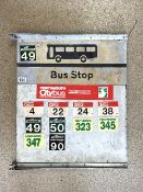 VINTAGE METAL DOUBLE SIDED BUS STOP SIGN; 57 X 64CM