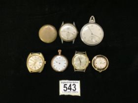 A QUANTITY OF VINTAGE FOB WATCHES AND WRISTWATCH DIALS INCLUDING; SORAG, ORIS, LONGINES AND OTHERS