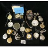 A QUANTITY OF VINTAGE FOB WATCHES, VARIOUS METALS AND DESIGNS