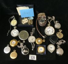 A QUANTITY OF VINTAGE FOB WATCHES, VARIOUS METALS AND DESIGNS