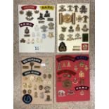 QUANTITY OF MILITARY METAL AND CLOTH BADGES, ROYAL PIONEER CORPS, WELSH GUARDS, CAVALRY & HUSSARS