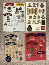 QUANTITY OF MILITARY METAL AND CLOTH BADGES, ROYAL PIONEER CORPS, WELSH GUARDS, CAVALRY & HUSSARS