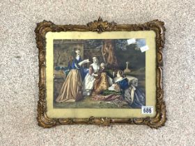 HUTCHINSON; DATED 1870; WATERCOLOUR FIGURES IN A CLASSICAL SCENE; FRAMED AND GLAZED; 43 X 36CM