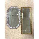 TWO VINTAGE MIRRORS BOTH BEVELLED EDGED; 37 X 98CM