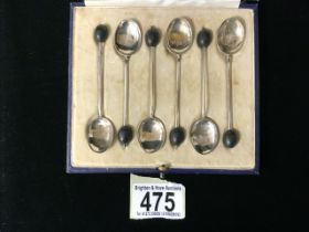 CASED SET OF HALLMARKED SILVER COFFEE BEAN SPOONS BY WILLIAM SUCKLING LTD
