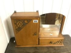 1930s WALL UNIT CUPBOARD WITH MIRROR AND DRAWER 53 X 35CM