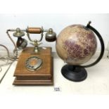 VINTAGE REPRODUCTION TELEPHONE WITH A VINTAGE DESK GLOBE