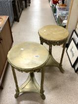 PAIR OF GILDED ORNATE ROUND TABLES; 41 X 70CM