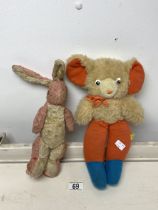 VINTAGE DEANS TEDDY WITH A VINTAGE CHAD VALLEY RABBIT