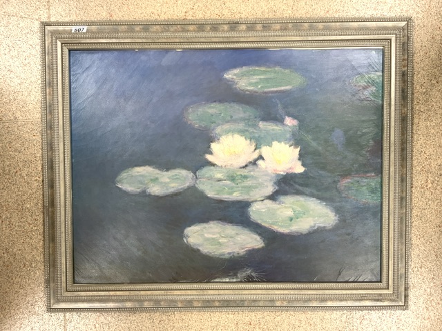 LARGE IMPRESSIONIST PRINT ON CANVAS AFTER CLAUDE MONET; 101 X 80CM