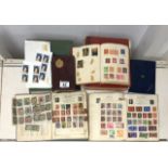 A QUANTITY OF VINTAGE STAMP ALBUMS AND POSTAGE STAMPS; VARIOUS COUNTRIES AND DATES
