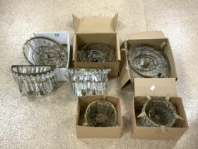 QUANTITY OF VINTAGE GLASS CHANDELIERS AND WALL LIGHTS