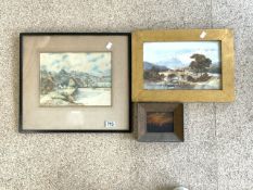 THREE WATERCOLOURS; ONE SIGNED DARLINGTON; LARGEST ONE 48 X 43CM