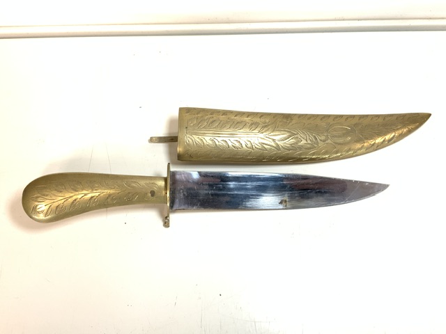 INDIAN WEDDING KIRPAN, BRASS HILT, WITH SCABBARD - Image 2 of 3