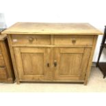 VICTORIAN PINE CUPBOARD WITH TWO DRAWERS 118 X 58 X 88CM