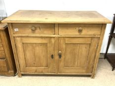 VICTORIAN PINE CUPBOARD WITH TWO DRAWERS 118 X 58 X 88CM