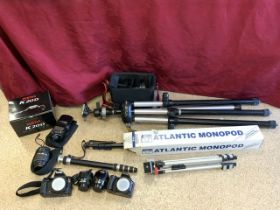 QUANTITY OF CAMERAS AND ACCESSORIES PENTAX, TAMRON AND TRIPODS