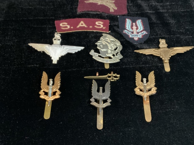 A QUANTITY OF MILITARY METAL AND CLOTH CAP BADGES, INCLUDING; SAS, ARTISTS RIFLES AND MORE - Image 2 of 3
