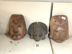 THREE SOUTH AMERICAN WALL MASKS