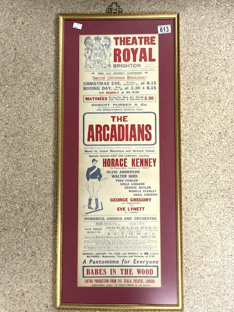 THEATRE ROYAL BRIGHTON POSTER; 'THE ARCADIANS'; 1935; 36.5 X 87CM