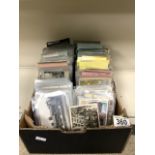 QUANTITY OF POSTCARDS OF TRAINS, MILITARY, SHIPPING, NAVAL AND MORE