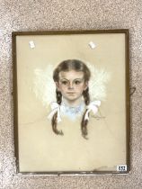 BETTY YARDLEY DATED 1941 CRAYON DRAWING OF A YOUNG CHILD; FRAMED AND GLAZED; 58 X 46CM