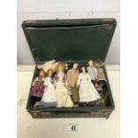 VINTAGE BOX OF MIXED ITEMS, MINIATURE DOLLS, LIGHTER, CERAMICS, CARVED WOODEN ITEMS AND MORE