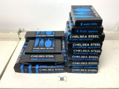 NINE BOXED SETS OF CHELSEA STEEL CUTLERY VINERS OF SHEFFIELD