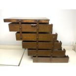 VINTAGE OAK BUTTERWORTH'S SECRETAIRE CANTILEVER ORGANISER; 34.5 X 25 X 36CM