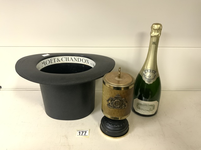 MOET & CHANDON TOP HAT ICE BUCKET 18CM WITH DUMMY BOTTLE AND CIGARETTE DISPENSER