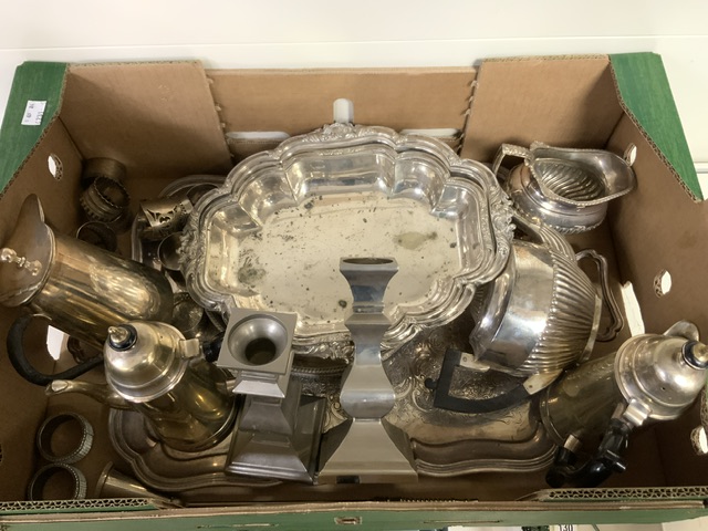 QUANTITY OF SILVER-PLATED ITEMS, CANDLESTICKS, TEA SET AND MORE - Image 2 of 2