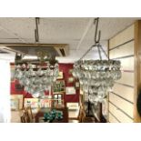 TWO CRYSTAL DROP CHANDELIERS