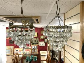 TWO CRYSTAL DROP CHANDELIERS