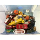 MIXED DIE CAST PLAYWORN VEHICLES BY CORGI, MATCHBOX AND MORE