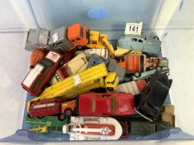 MIXED DIE CAST PLAYWORN VEHICLES BY CORGI, MATCHBOX AND MORE