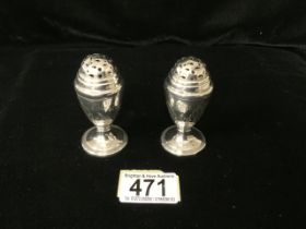 PAIR OF VICTORIAN HALLMARKED SILVER ENGRAVED VASE SHAPED PEPPER POTS; DATED 1852; BY HENRY WILKINSON