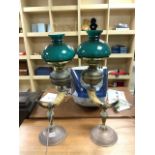 DUPLEX - PAIR OF VICTORIAN OIL LAMPS CONVERTED WITH HORNS
