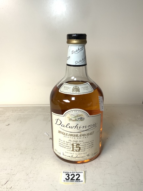 DALWHINNIE SINGLE HIGHLAND MALT WHISKY; 1 LITRE; 15 YEAR OLD