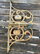 PAIR OF ART NOUVEAU BRONZE BRACKETS 25 X 23CM