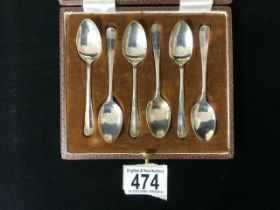 CASED SET OF HALLMARKED SILVER TEA SPOONS; DATED 1939; BY COOPER BROTHERS & SONS; 57 GRAMS