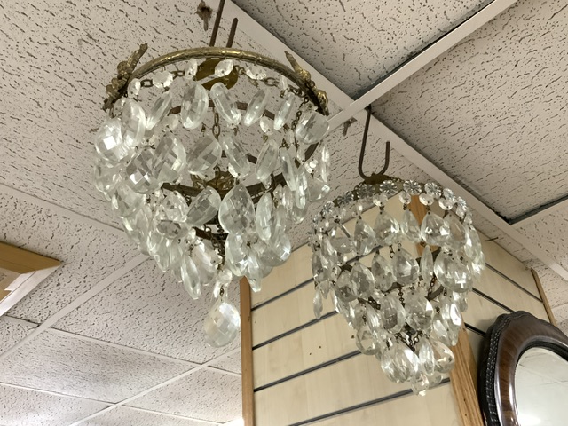 TWO CRYSTAL DROP CHANDELIERS - Image 2 of 4