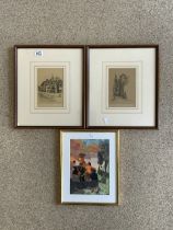 THREE PRINTS; ALL FRAMED AND GLAZED; TWO SIGNED; 36 X 42CM