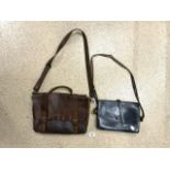 TWO LEATHER SATCHELS; ONE LABELLED WHITE STUFF