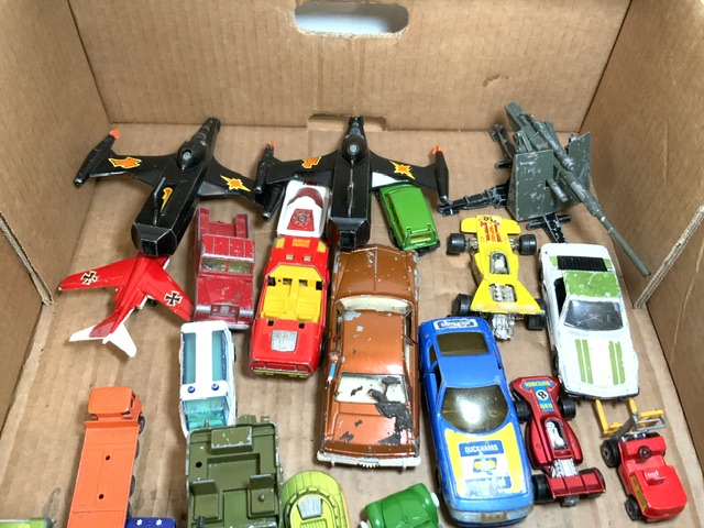 QUANTITY OF PLAYWORN DIE CAST VEHILCES DINKY, CORGI, LESNEY INCLUDES TRIDENT STARFIGHTERS - Image 2 of 3
